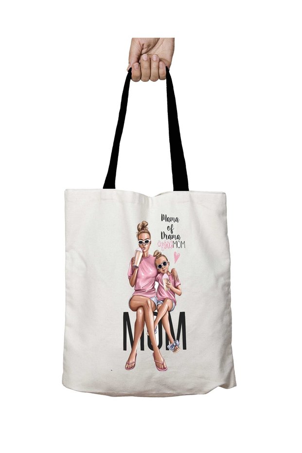 Black Handle My Dream Mom Mama of Drama Girl Mom Washable School Shoulder Bag