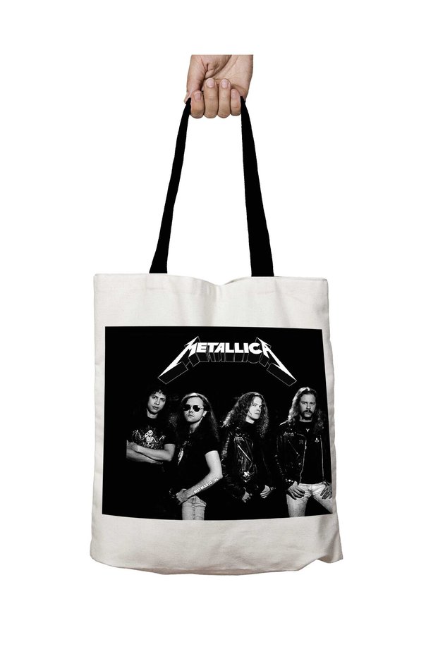 Black Handle Metallica Group Washable School Shoulder Bag