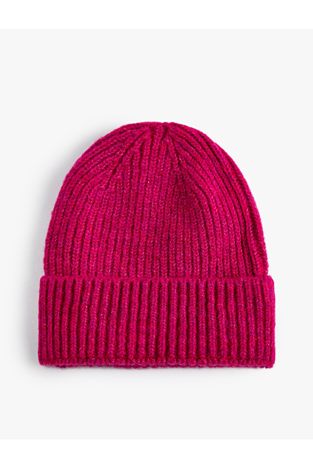 Layered Beanie Bordered Elastic Knit