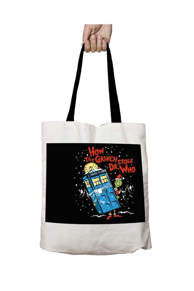 Black Handle How the Grinch Stole Doctor Who Dark Washable School Shoulder Bag
