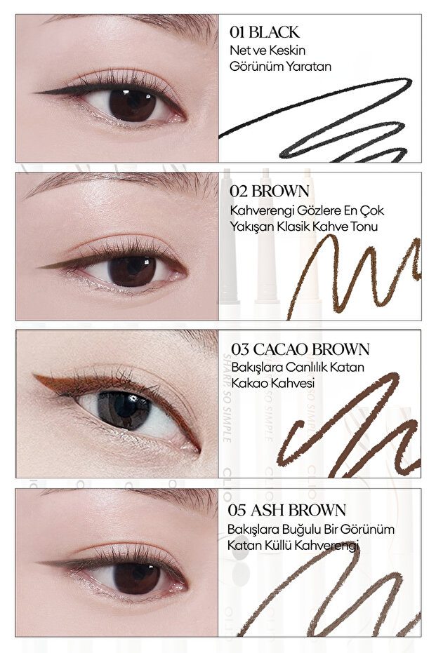 Clio Sharp so Simple Waterproof Fine Point Eye Liner - Waterproof Pencil Liner (004 Dark Brown) - 3