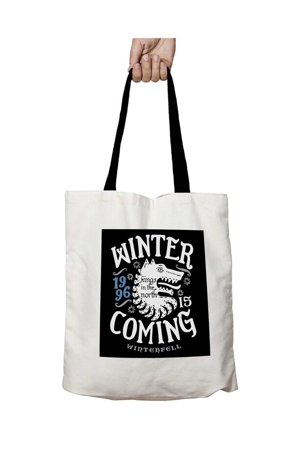 Winter Is Coming Winterfell Star Washable School Shoulder Bag with Black Handles