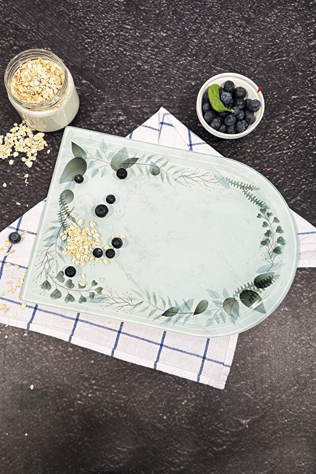 Grooved Glass Cutting Board |   Secret Gate - Oval Edge |   25cm X 35cm |   Patented Product