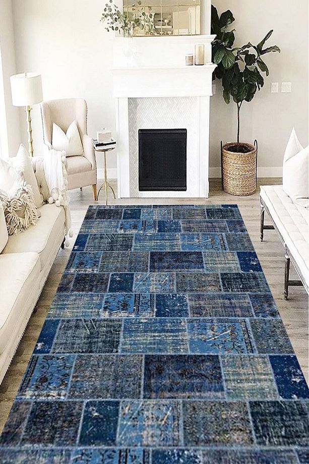 Patchwork Verona Kaymaz Deri Tabanlı Yıkanabilir Antibakteriyel Dijital Baskı Patchwork Halı Yolluk - 1