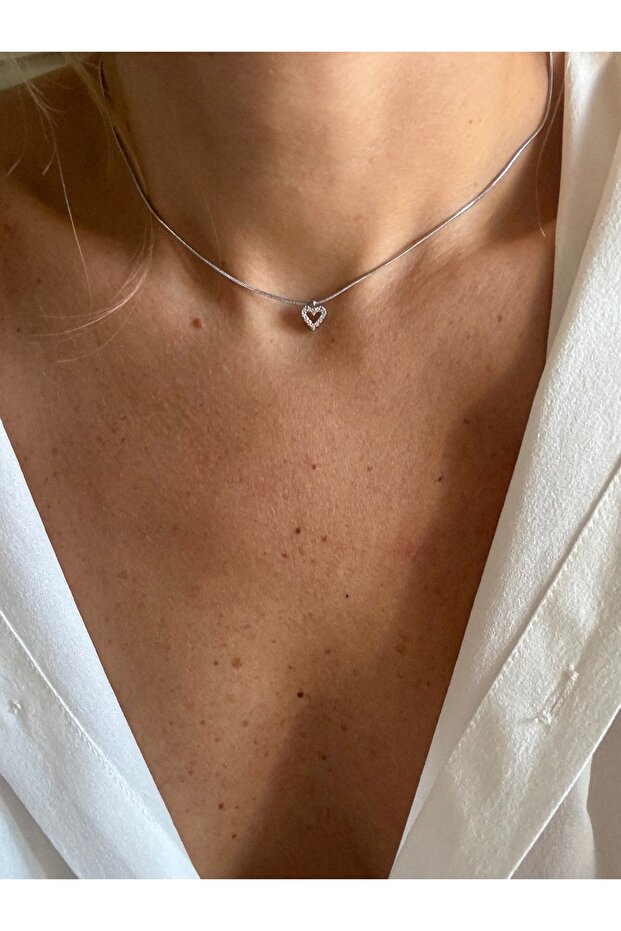 Stainless Steel Silver Mini Heart Choker Necklace