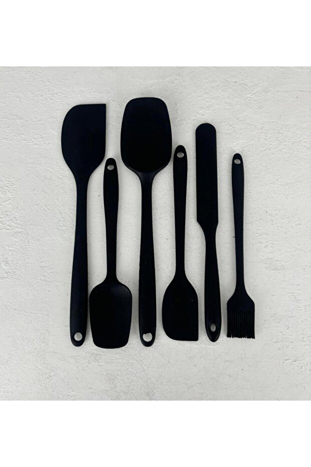 Set of 6 Black Silicone Spatulas