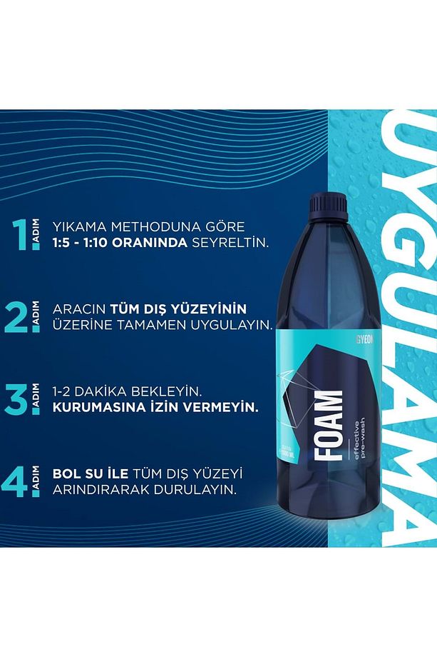 Q²m Foam Araç Ön Yıkama Şampuanı Konsantre - 1000 ml - Yoğun Köpüklü Prewash Snow Foam - 3