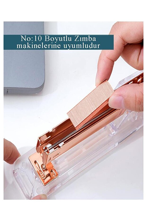 Zımba Teli Küçük No:10 1000 li Bakır Sarı 1 Paket Küçük Zımba Teli 15 Yaprak Zımbalama Kapasiteli Bü - 2