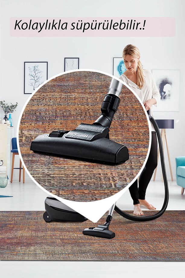 STOK SONU DEV İNDİRİM - Etnik Desen Eskitme Yolluk - Makinede Yıkanabilir - 6