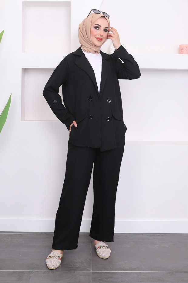 Black Jacket Trousers Set