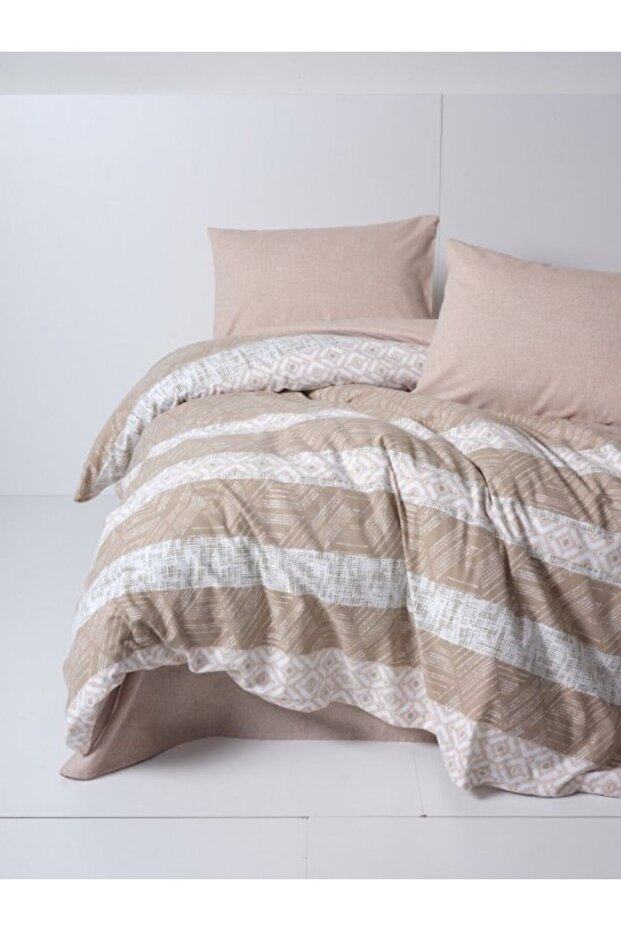 Flannel Duvet Cover Set Double Arrow Cream