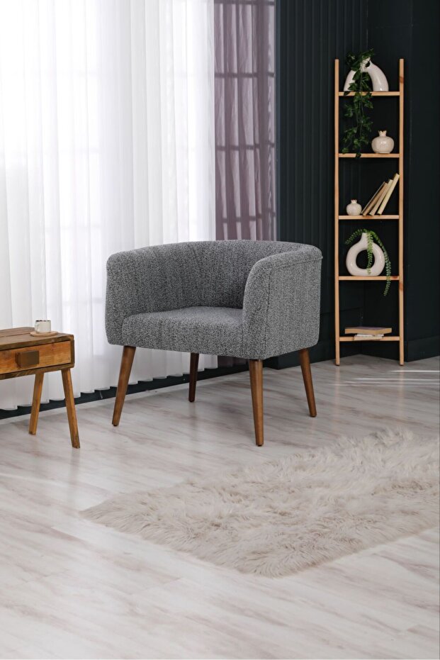 Hobyy  Ahşap Berjer, Ayaklı Berjer ,Modern Berjer,Bohem Kumaş - 2