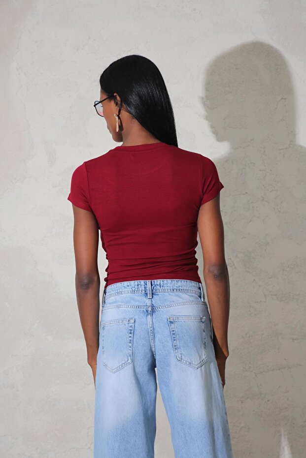 Bordo Soft Touch Bambu Basic Tişört - 5