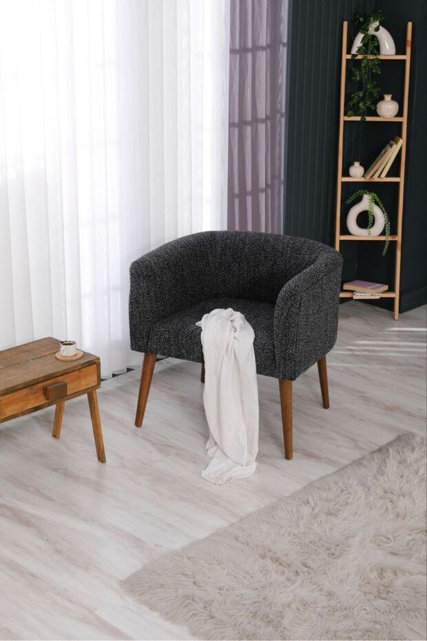 Hobyy  Ahşap Berjer, Ayaklı Berjer ,Modern Berjer,Bohem Kumaş - 2