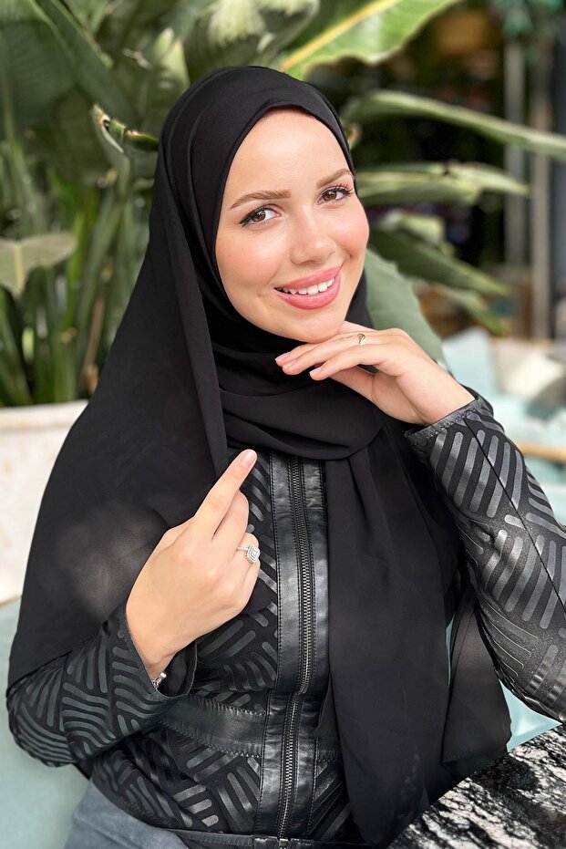 شال شيفون أسود عملي - ساندي - 5