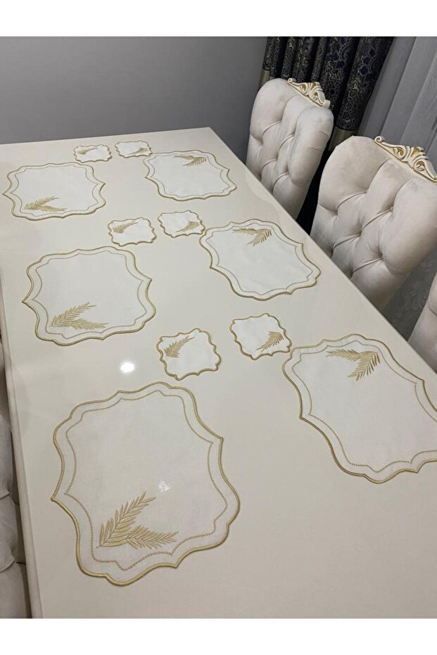 First Quality Linen16 Piece over Embroidered American Service Plate and Presentation Napkin Coaster