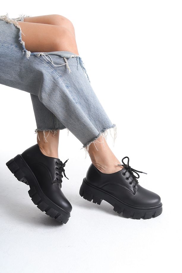 Kalın Tabanlı Bağcıklı Loafer Ayakkabı - 2