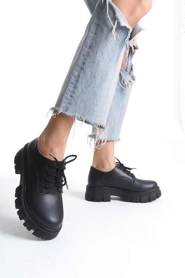 Kalın Tabanlı Bağcıklı Loafer Ayakkabı - 1