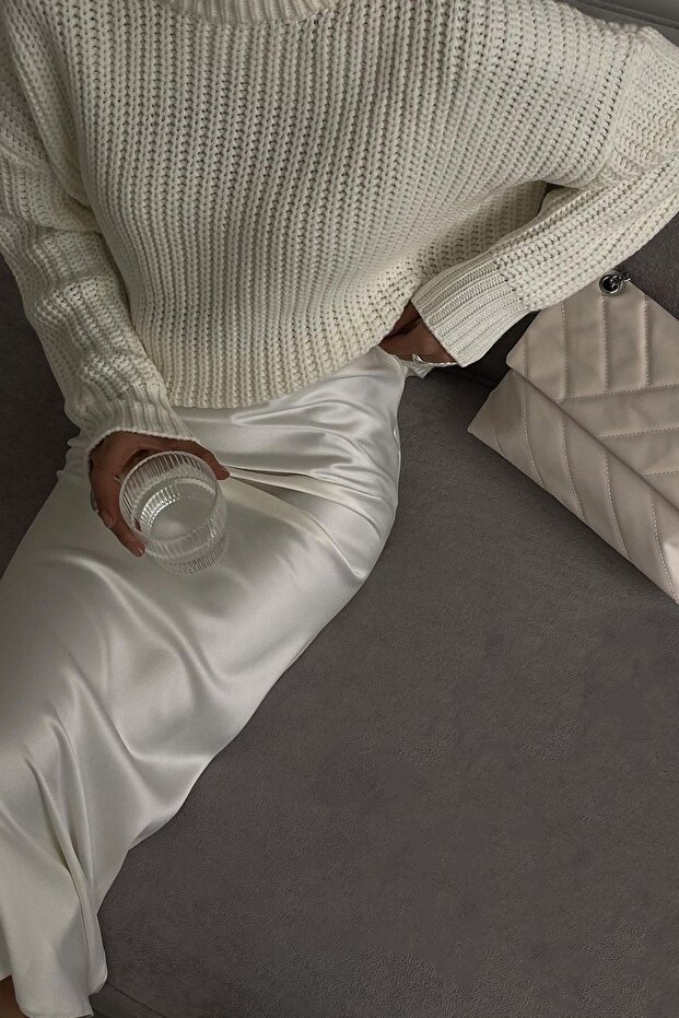 Krem Bisiklet Yaka Basic Kazak Mg1264 - 2