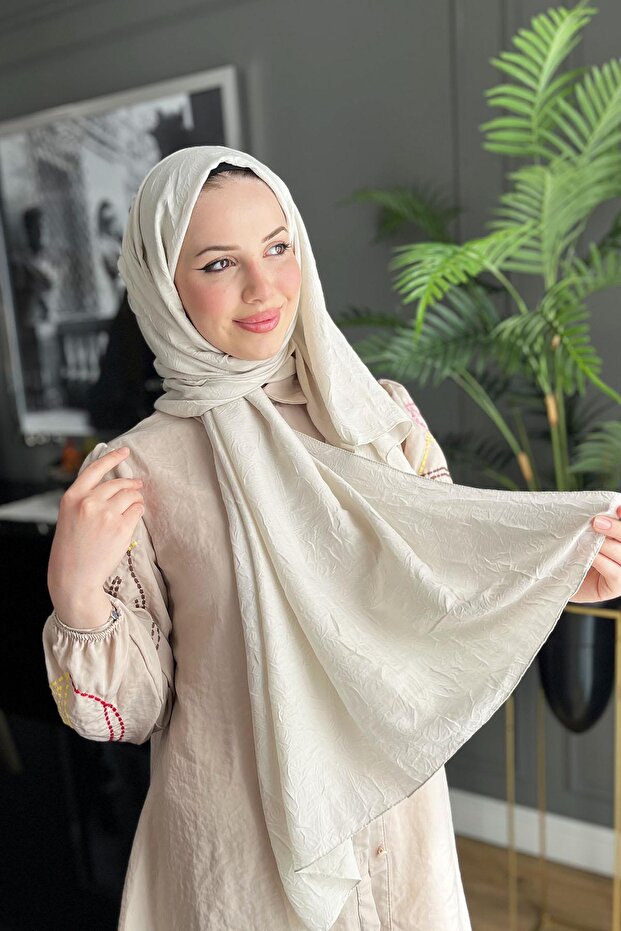 Bambu Kraş Şal - 6060700-912 - Krem - 4