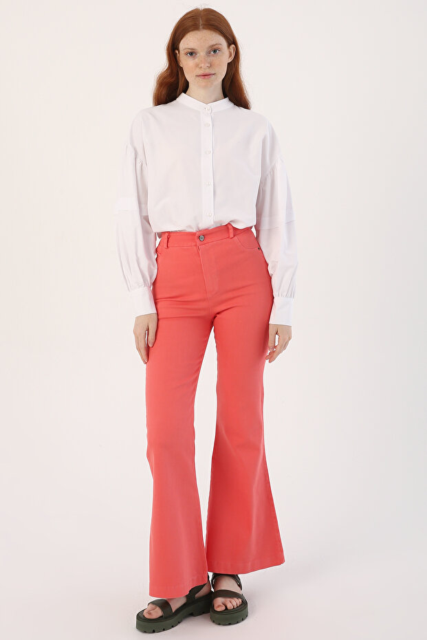 Pembe Pamuklu Ispanyol Paça Pantolon - 2