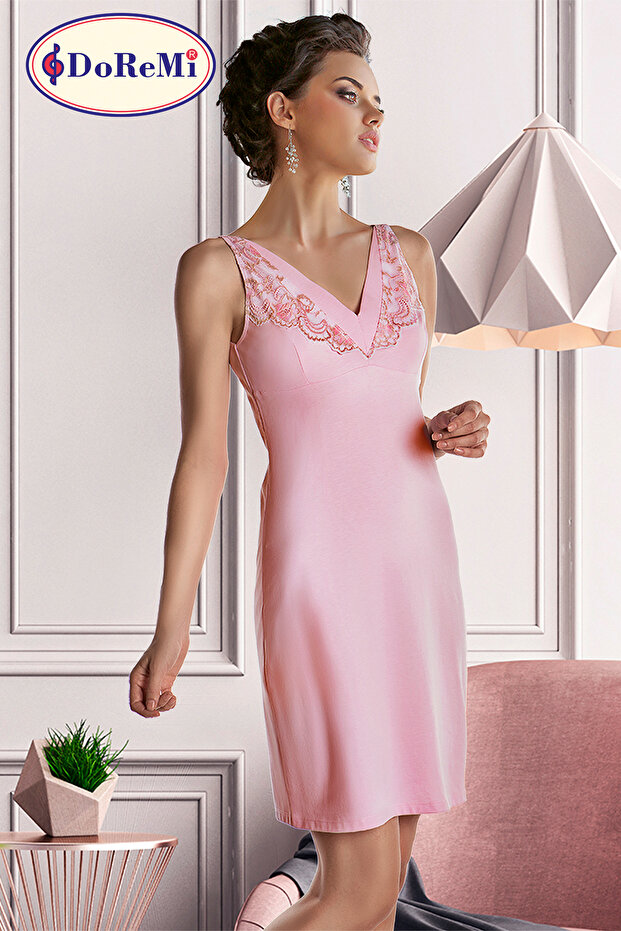 Lace Pink Gecelik - 1