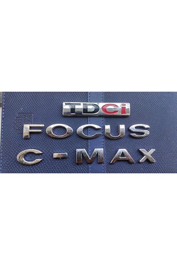 تزوير خلفي Cmax - نص التركيز - نص Cmax - شعار tdci - مطلي بالكروم - شريط مزدوج الجوانب - مجموعة من 4 قطع