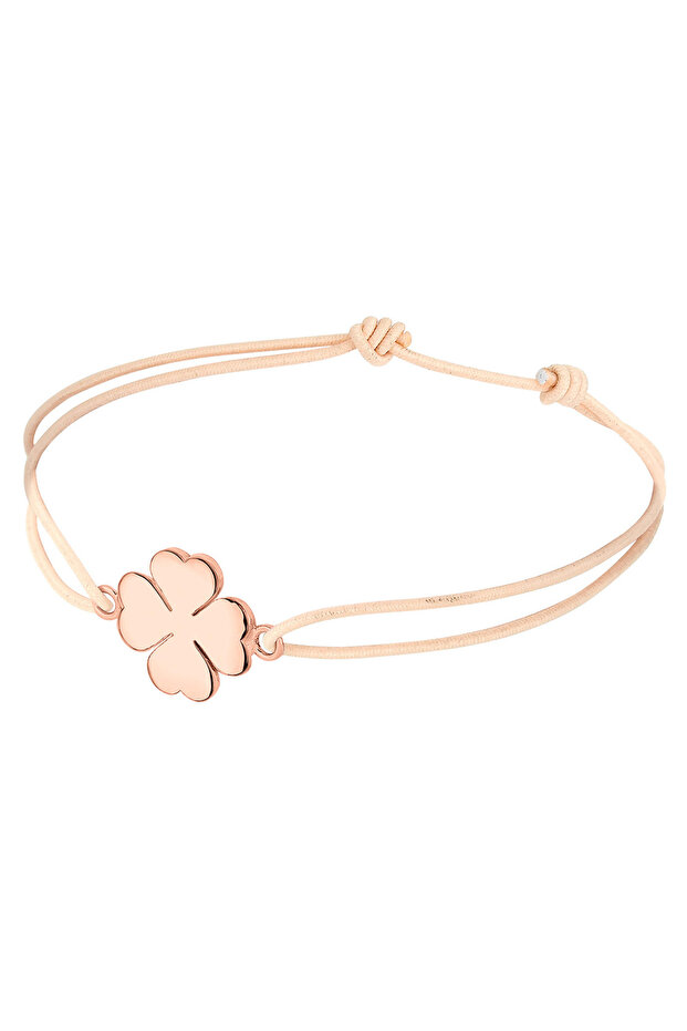 Dámský náramek s trojlístkem a talismanem pro štěstí ze sterlingového stříbra 925, pozlacený růžovým zlatem - 2