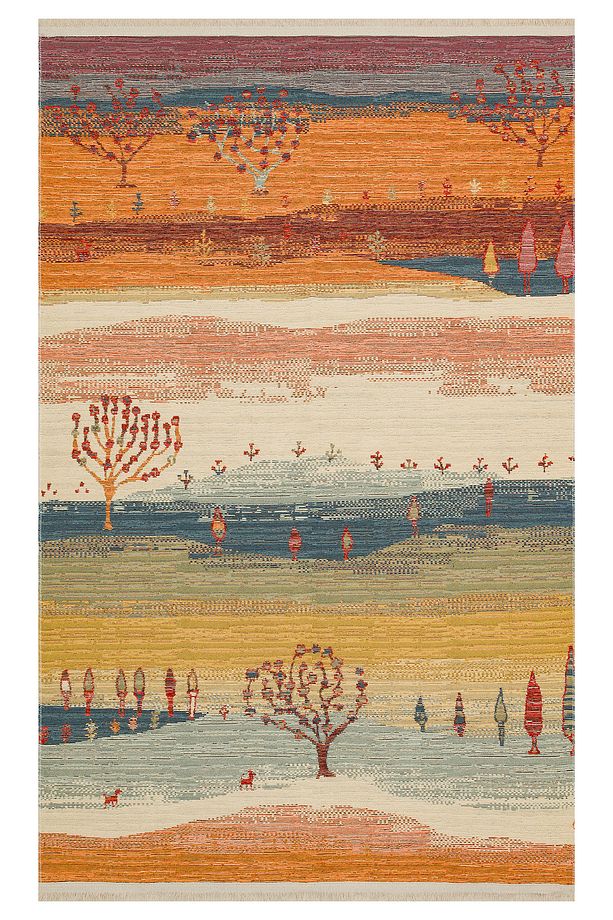 Ürgüp 12 Terra %100 Pamuk ile Üretilen Etnik Desenlere Sahip Yıkanabilir Çift Taraflı İnce Kilim - 1