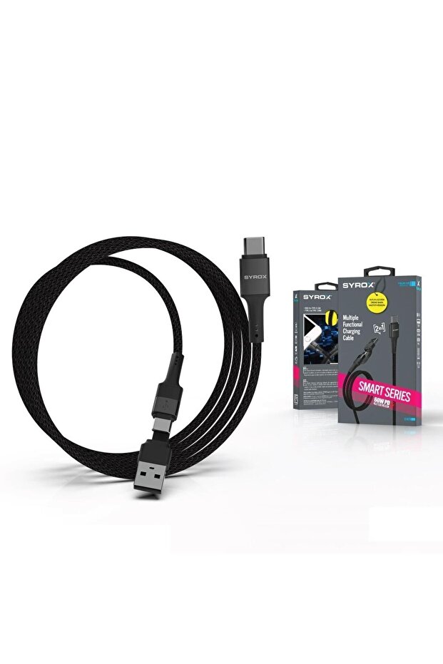 C143 60w 2 In 1 To Type-c Hasir Ultra Hızlı Şarj & Data Kablosu - 4