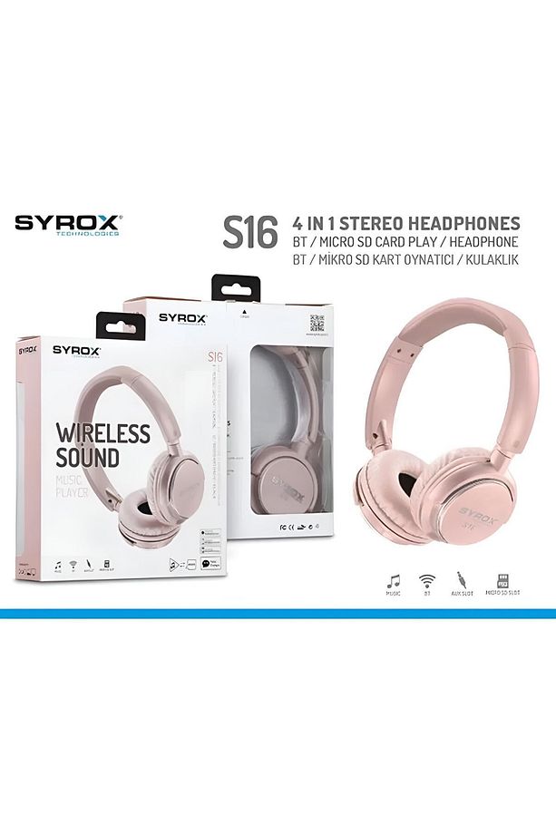Bluetooth Kulaküstü Kulaklık Kablosuz + Mikrofonlu Syrox S16 Kaliteli WeSafe - 3