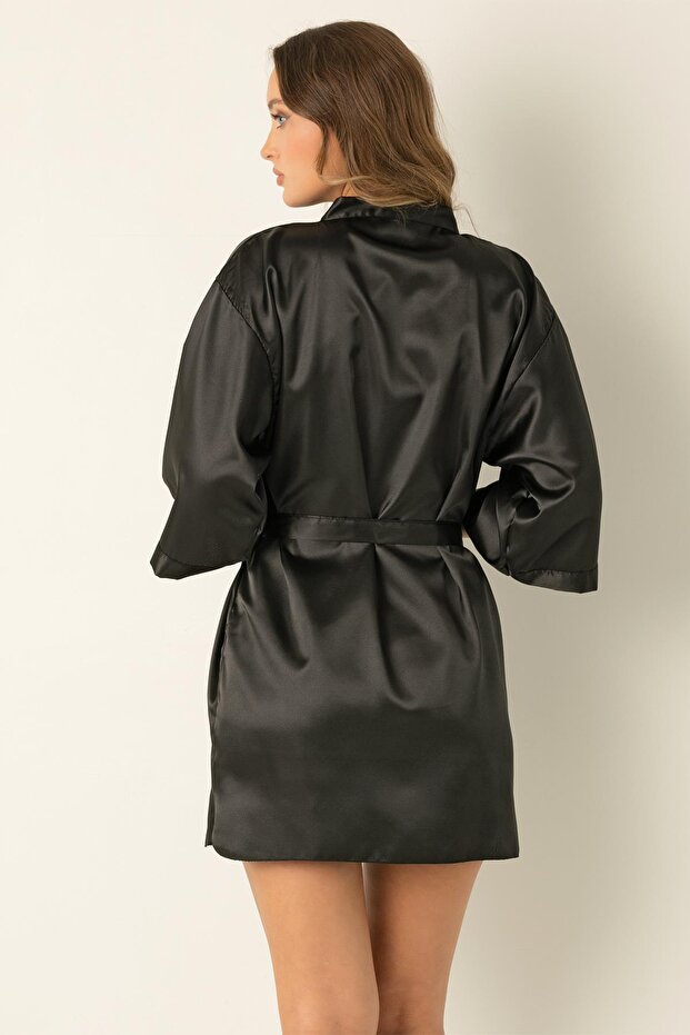 Satin Mini Belted Dressing Gown - 8