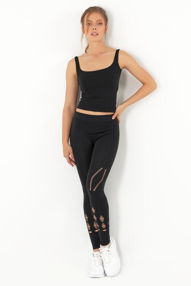 Seamless Leggings with Mesh Detail-239