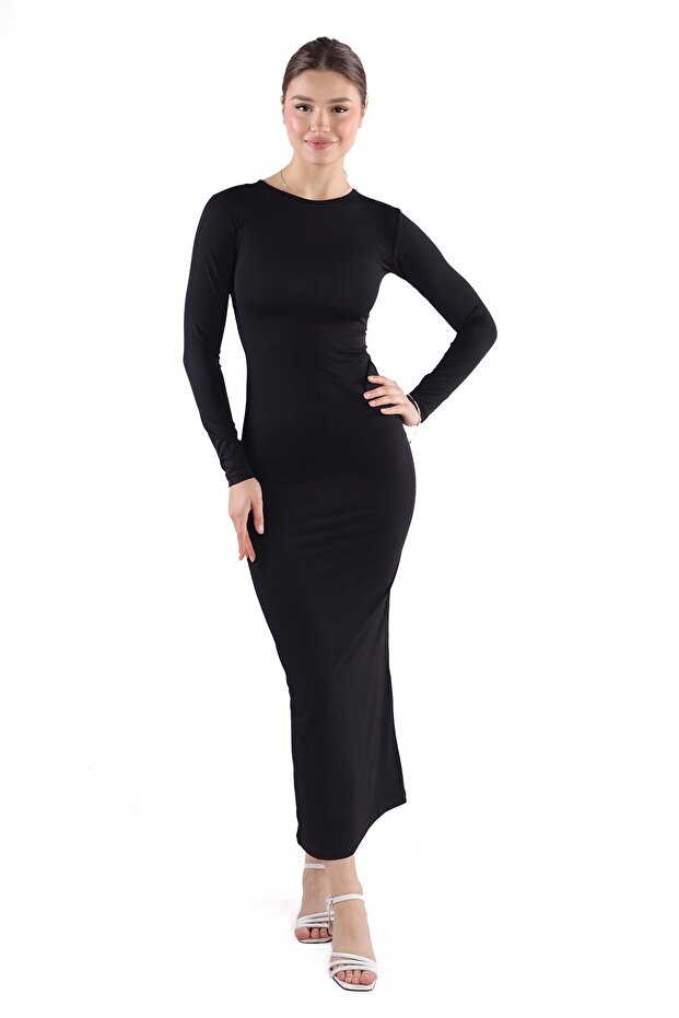 Rochie neagră guler rotund 376 - 7