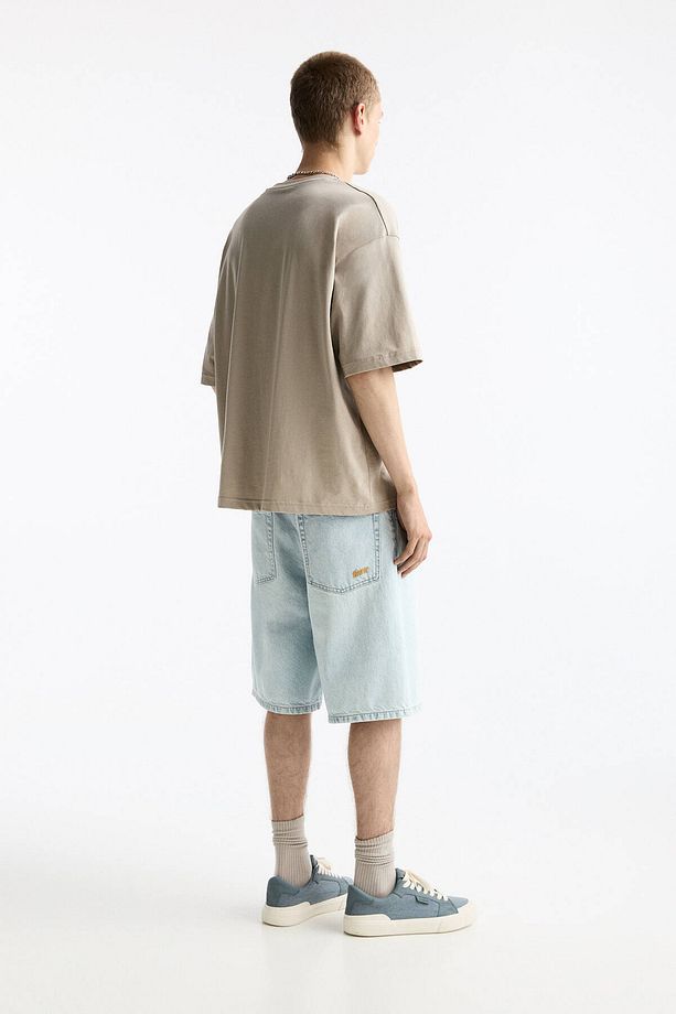 Baggy denim bermuda şort - 4