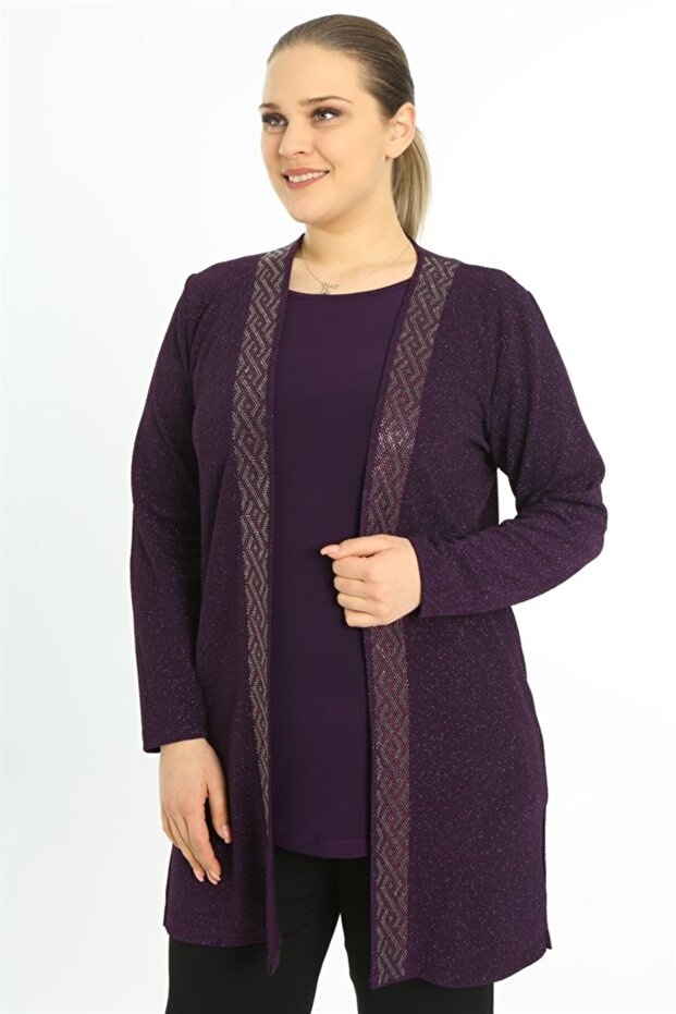 Plus Size 3633 Eggplant Jacket-Slipper Double Suit