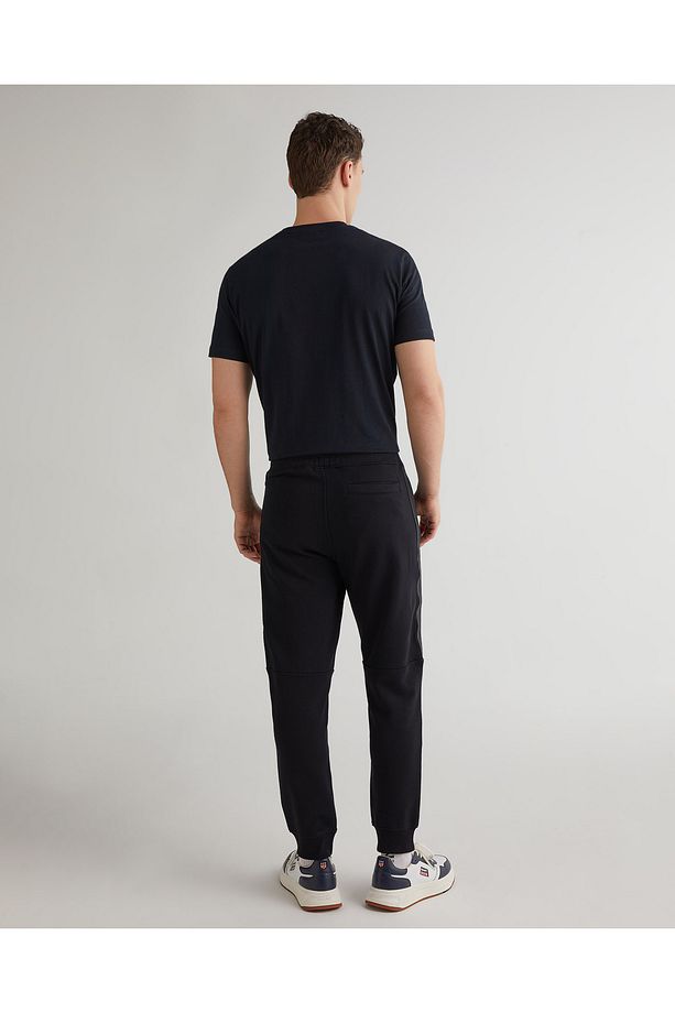 Erkek Siyah Regular Fit Logolu Eşofman Altı - 2
