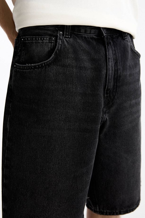 Baggy denim bermuda şort - 5