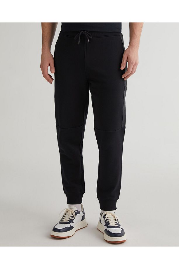Erkek Siyah Regular Fit Logolu Eşofman Altı - 3