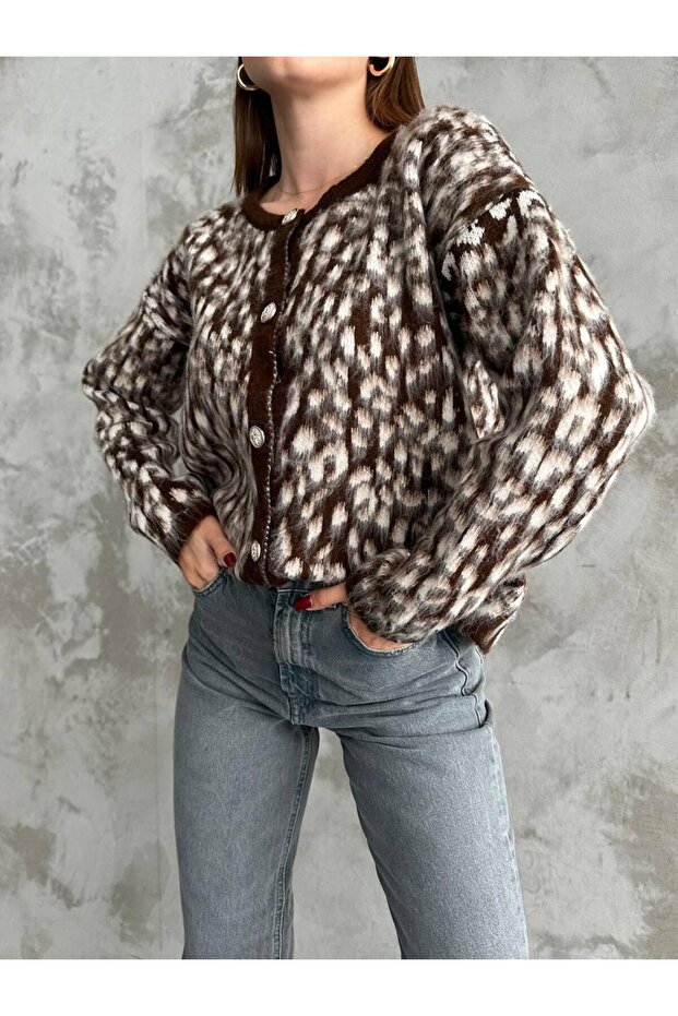 Leopard Patterned Soft Cardigan - 1