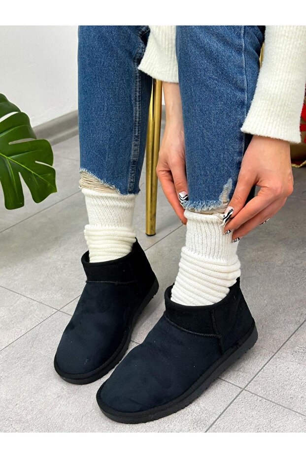 Siyah Süet Kar Botu (mini) Kadın Bot - 5