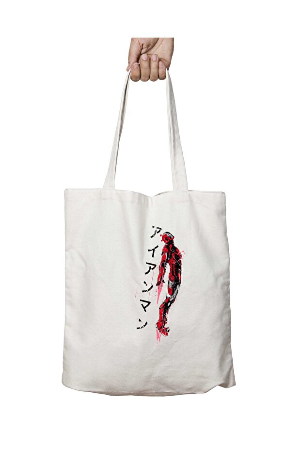 Red Sun Tony Star Iron Man Two Sides Permanent Printed Washable Bag