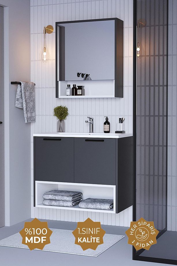 Suva 65 Cm Mdf Banyo Dolabı Seti - 1
