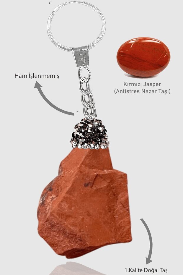 Certified Raw Unprocessed Zircon Stone Model Red Jasper Stone Natural Stone Keychain