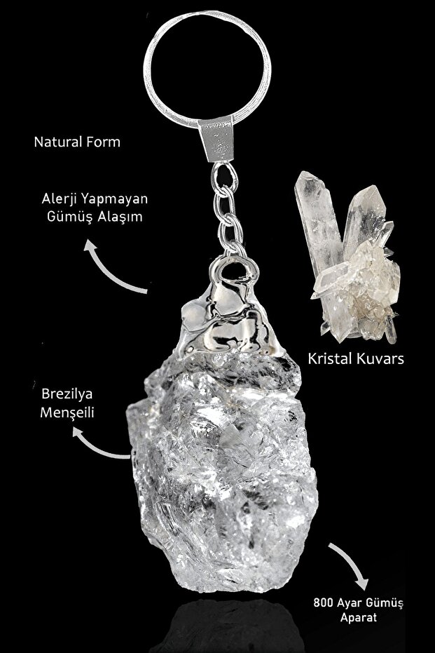 Certified Raw Unprocessed Model Crystal Quartz Stone Natural Stone Keychain