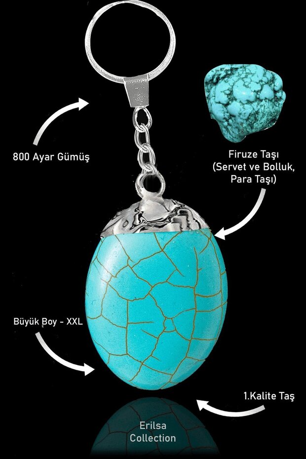 Certified Raw Model Turquoise Stone Natural Stone Keychain