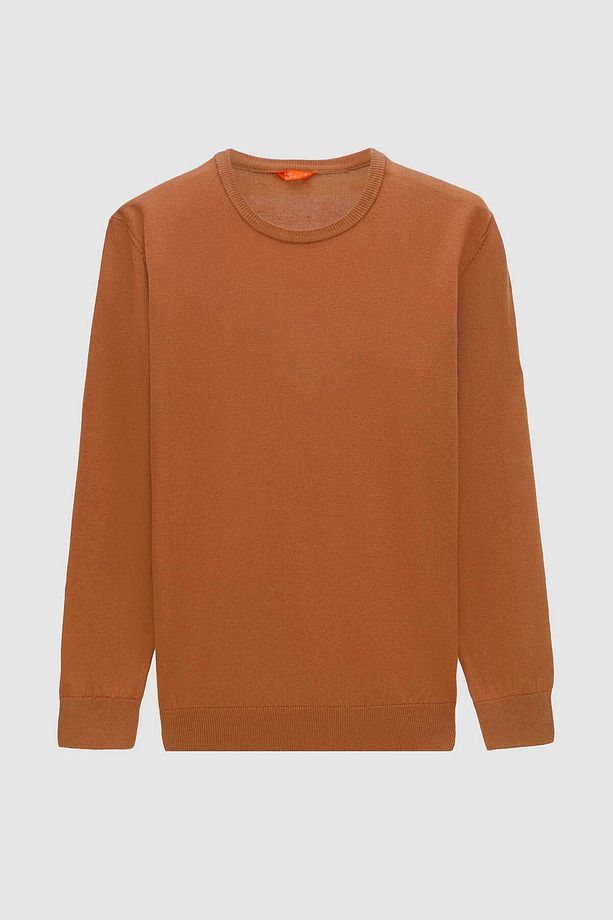 Regular Fit Camel Tüylenme Yapmayan Bisiklet Yaka Triko Kazak - 5