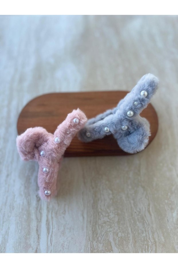 2 Pieces Women's Pearl Plush Peg Buckle 12 cm