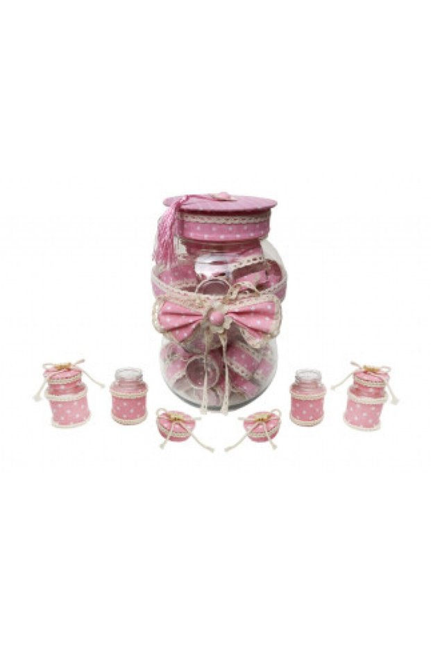 Jar Decorated Piggy Bank Pink Pk:30-
