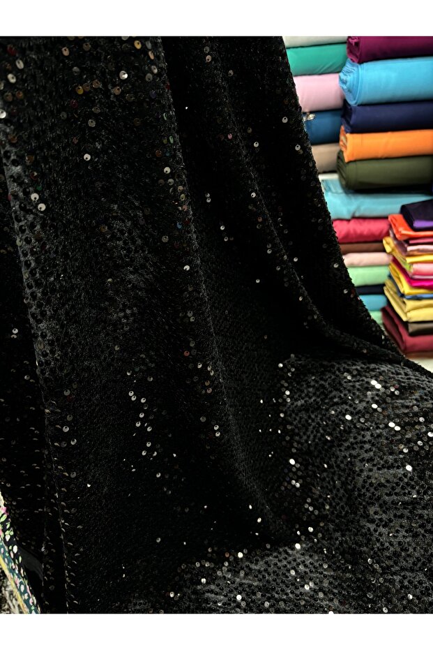 SİYAH PULLU KADİFE - 4